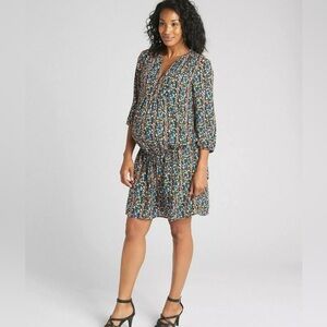 Gorgeous EUC GAP maternity Multicolored Tiered Mini Dress with 3/4 Sleeves dresd